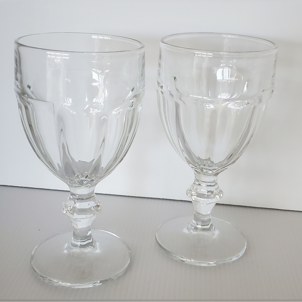 Set of 2 Libbey Gibraltar DURATUFF Crystal Clear iced Tea Clear Wine Glass VTG